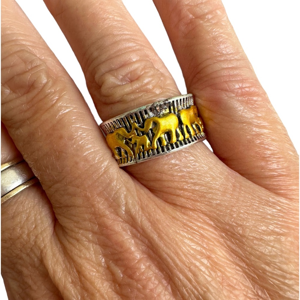 Boho Gold and Silver Elephant Design Ring